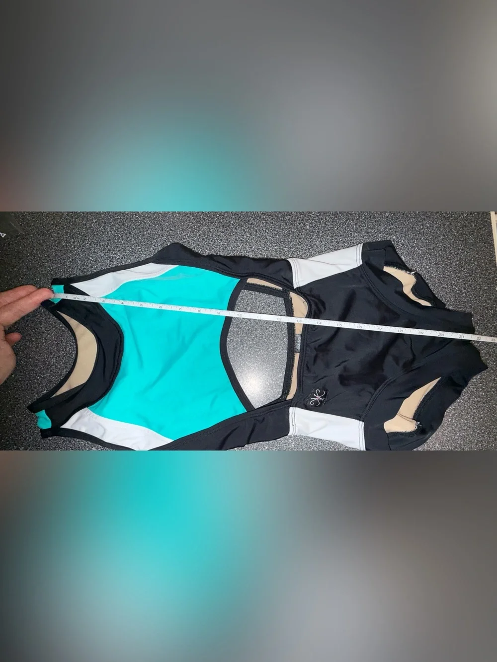 Kandi Kouture Dance Leotard Teal/Black Size Child Large